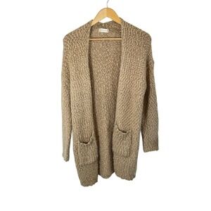 Altr'd State Women's Long Duster Camel Beige Ultra Soft Open Cardigan Sweater L